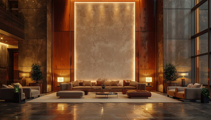 Sleek hotel lobby with minimalist lines