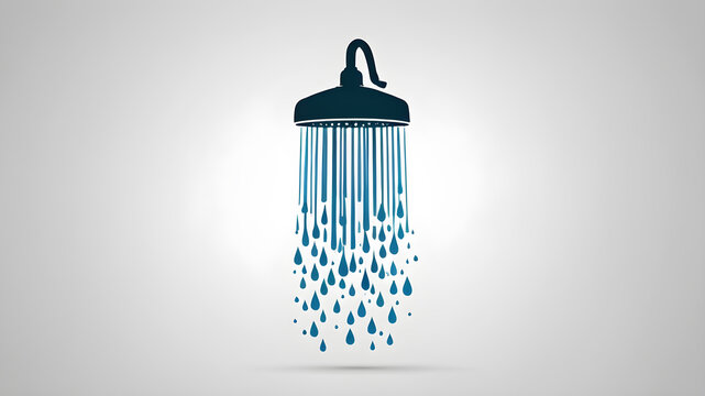 recommend clip art: Water flowing shower head logo symbol on white background. Generative AI