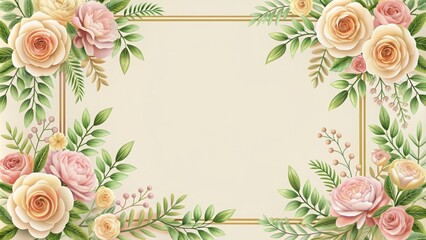 Wedding greeting card template with elegant floral design and space for personalized message, wedding