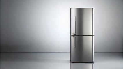 Generic silver refrigerator isolated on background, appliance, kitchen, modern, household