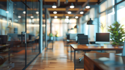 Abstract blurred office interior room. blurry working space with defocused effect. use for background or backdrop in business concept 