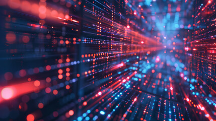 Obraz premium Abstract data center background, database in terminal storage, hardware server room, cloud computing, networking and hosting in rack system 