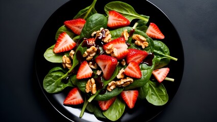 Spinach and Strawberry Salad - with walnuts and a balsamic vinaigrette.
