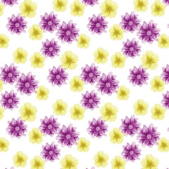 yellow purple flowery pattern