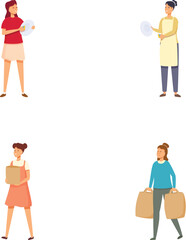 Collection of illustrated females in various professional roles, showcasing diversity in the workforce
