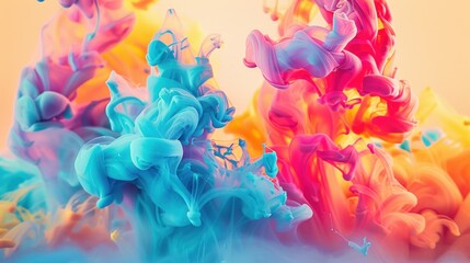 An explosion of bright colors in fluid art abstraction