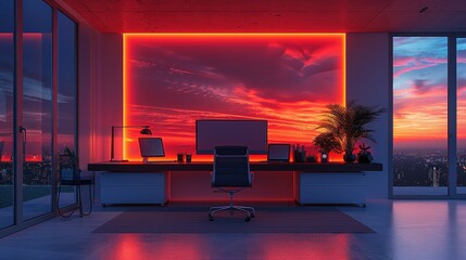 Home office with a play area for kids, flexibility efficiency family, balancing work and family.