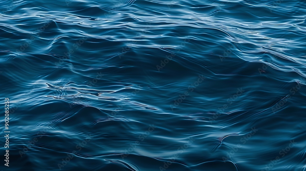 Poster water texture deep blue ocean surface with waves : generative ai