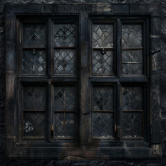 Dark Gothic Window with Stained Glass
