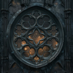 Fototapeta premium Illuminated Gothic Rose Window 