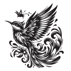 Bird Vector art black and white background