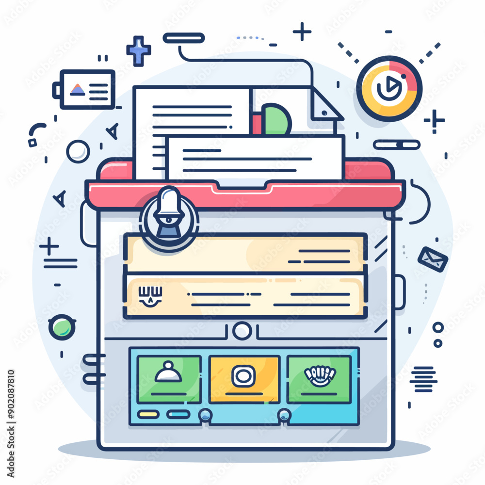 Poster flat line design modern vector illustration concept of software development and coding