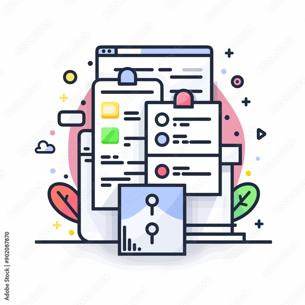 Poster web hosting concept. modern thin line flat design style vector illustration