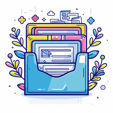 recommend clip art: Vector illustration of a folder with documents. Flat line art design