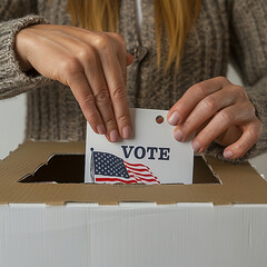 A person casts his vote in an open voting booth