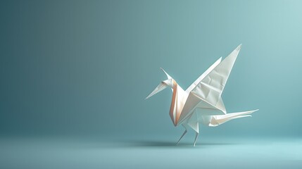 Modern Origami Crane Composition With Soft Shadows Representing Precision Handcraft Calm Emotions And Creative Minimalism