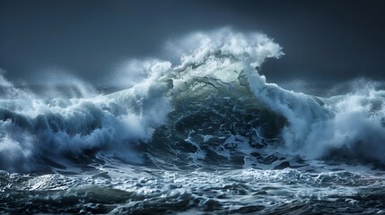 Fototapeta premium Oceans Fury Waves Clash in Aquatic Dance : Generative AI