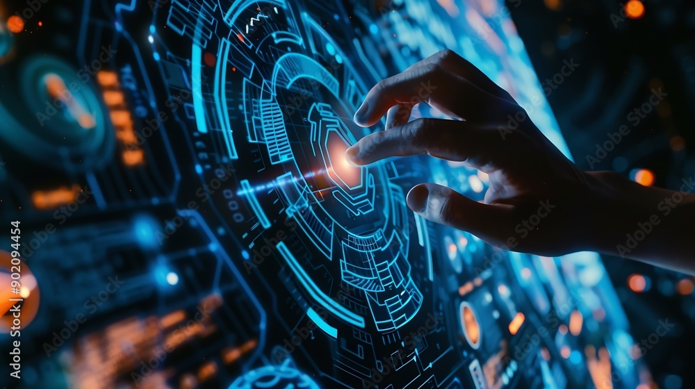 Aufkleber Cyber security and data protection on internet Person touching virtual shield secure access encrypted connection Password protected system and storage Cybersecurity technology : Generative AI