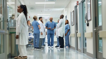 A dedicated team of doctors and healthcare professionals working collaboratively in a hospital setting ensuring quality patient care with expertise and compassion : Generative AI