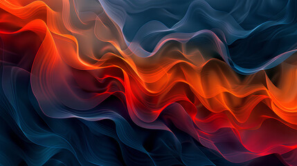 Obraz premium Grainy noisy poster background, dark blue orange red color wave black backdrop abstract header banner design 