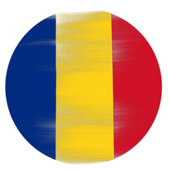 Fototapeta premium round shape of romania flag with paint strokes on transparent background
