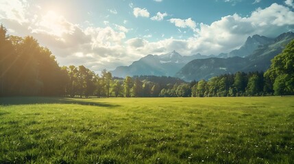 Naklejka premium Beautiful view of meadow near Jenner mount in Berchtesgaden National Park Upper Bavarian Alps Germany Europe Beauty of nature concept background : Generative AI