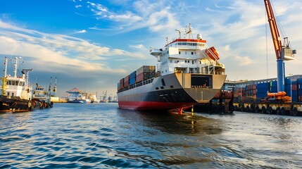 Obraz premium RoRo is a specialized vessel for transporting vehicles containers and other cargoes in the port and on the high seas : Generative AI