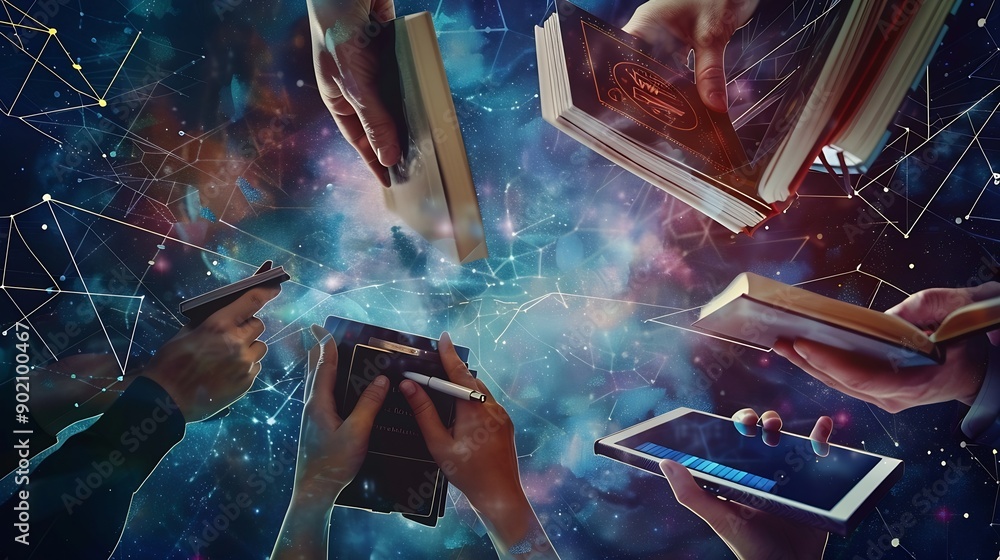 Aufkleber interactive and engaging learning experiences dynamic nature of modern education hands with books an