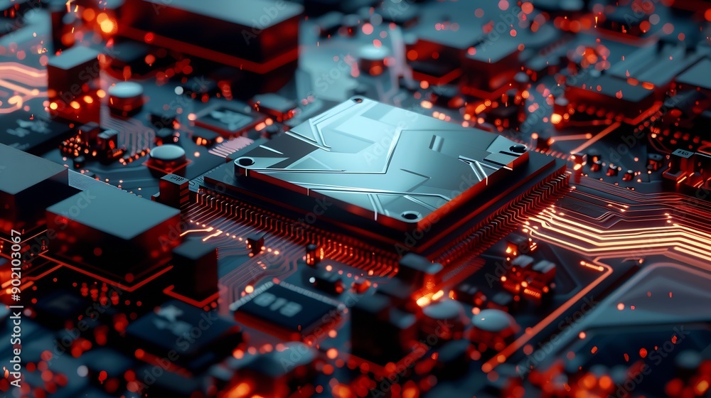 Poster concept  The motherboard in the picture is Brain Technology RAM Gaming This motherboard has chipset and supports 12th Core processors Generate AI : Generative AI