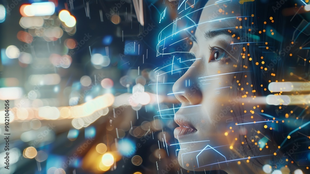 Aufkleber AI Artificial Intelligence Education technology concept Women use Laplets Learn online webinars successfully Use AI to Generate Business Development New ideas for success technology of : Generative AI