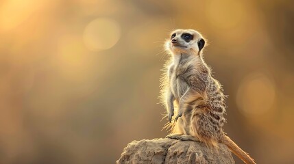 Fototapeta premium Meerkat in a zoo enclosure Capturing the charm of this solitary yet sociable mammal the photo highlights the inquisitive nature of meerkats in a captive setting : Generative AI