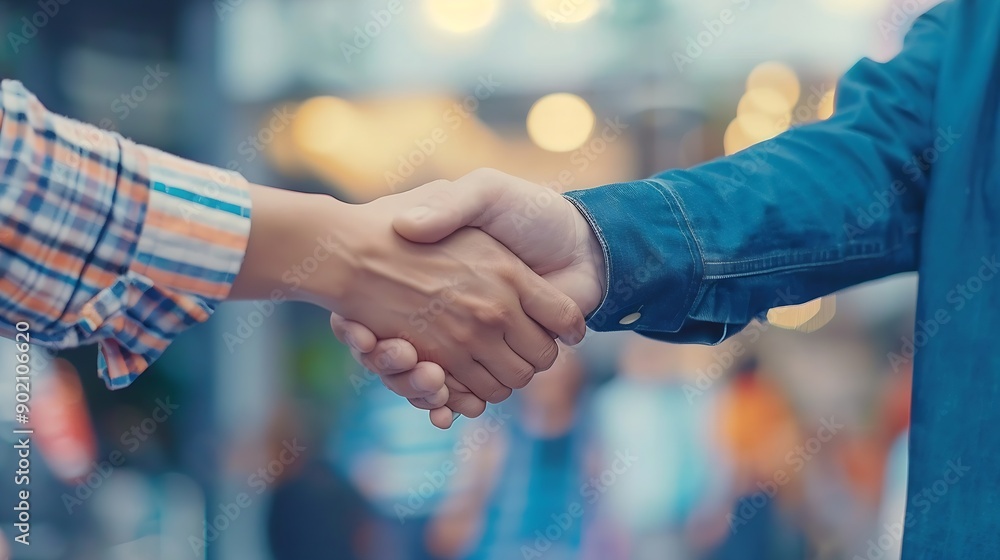 Aufkleber handshake hiring and business people in meeting recruitment and job interview with agreement group e