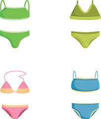 Collection of trendy bras and panties icons suitable for fashion designs