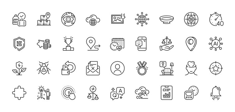 Timer, Download photo and Cash back line icons pack. AI, Question and Answer, Map pin icons. Co2 gas, Journey, Winner podium web icon. Dish, Qr code, Report document pictogram. Vector