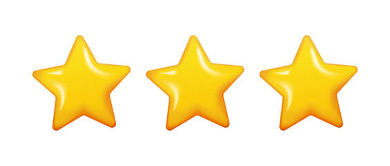 3D yellow stars. Abstraction and doodle. Render. Shiny. Icon Coin. Vector. Mark.  Design elements. White background. Isolated. Balloons. Sticker.