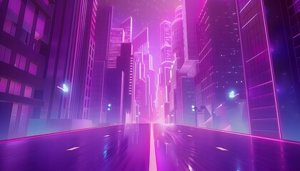 Futuristic city cyberpunk landscape, future, purple lights, modern buildings, night city