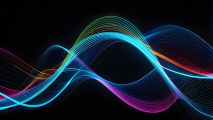 A colorful wave with a black background