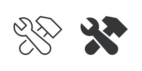 Obraz premium Editable stroke. Tools thin line and glyph solid icons