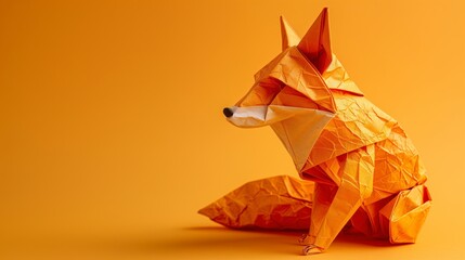 Obraz premium Modern Origami Fox Figure In Clean Background Representing Clever Character Design And Concept Driven Visual Expression