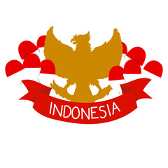 Cute indonesia independence day mascot 17 august with balon and Garuda  © Hulifah