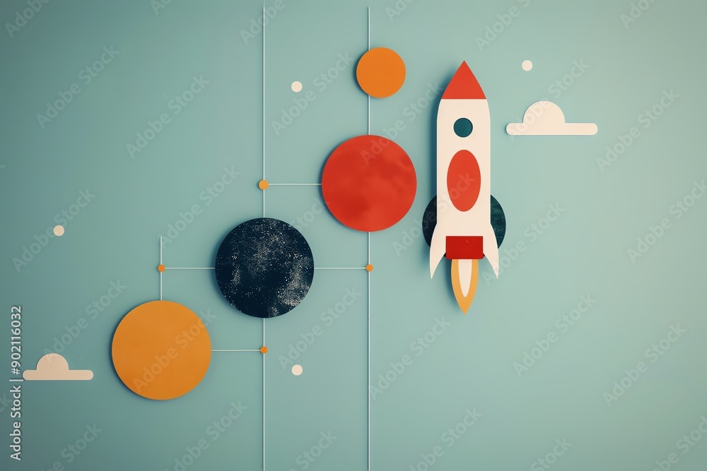Poster business plan flat design front view roadmap to success theme water color complementary color scheme