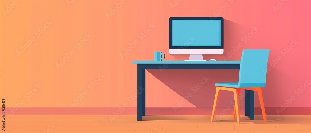 Poster computer repair flat design front view maintenance work theme animation tetradic color scheme