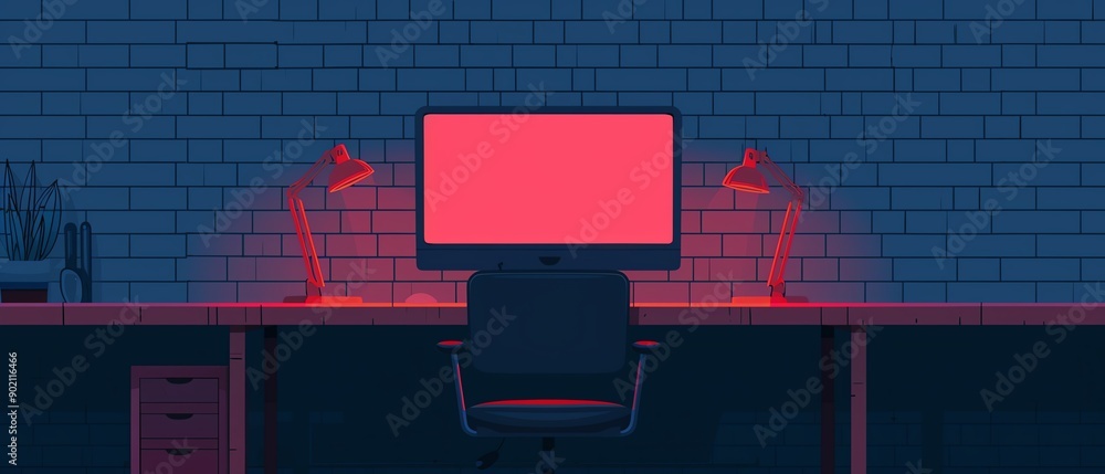 Poster computer repair flat design front view maintenance work theme animation tetradic color scheme