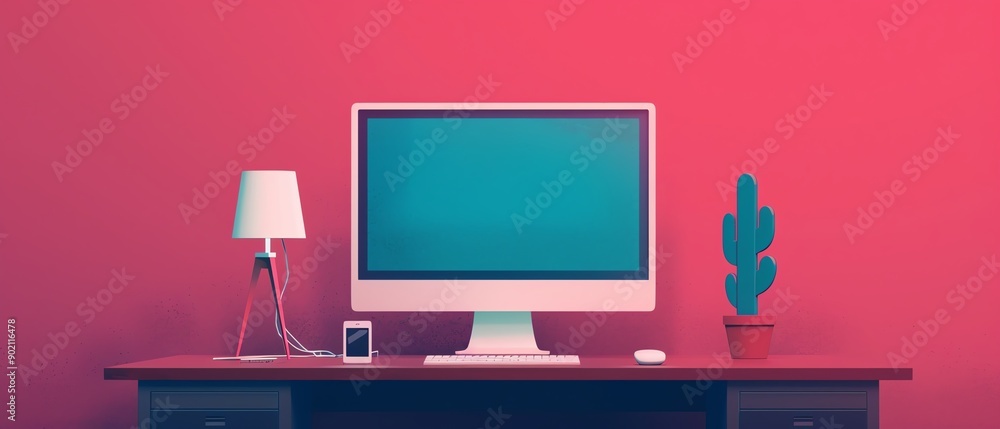 Poster computer repair flat design front view maintenance work theme animation tetradic color scheme