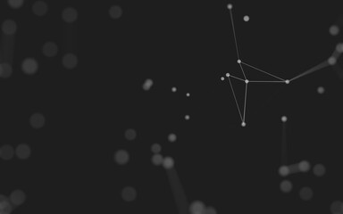 Fototapeta premium Abstract background. Molecules technology with polygonal shapes, connecting dots and lines. Connection structure. Big data visualization.