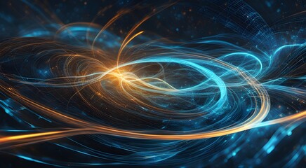 Fototapeta premium A blue and orange spiral with a bright orange center