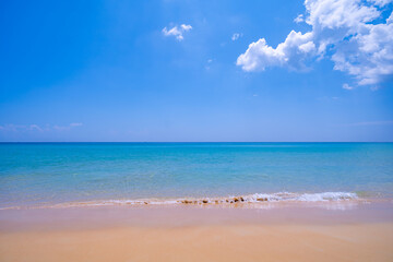Empty tropical beach and seascape, Beautiful sandy beach and sea in sunny day,Blue sky in good...