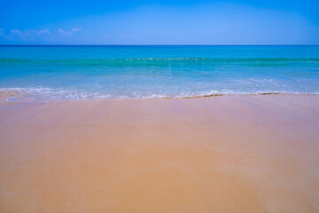 Empty tropical beach and seascape, Beautiful sandy beach and sea in sunny day,Blue sky in good...