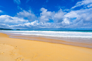 Empty tropical beach and seascape, Beautiful sandy beach and sea in sunny day,Blue sky in good...