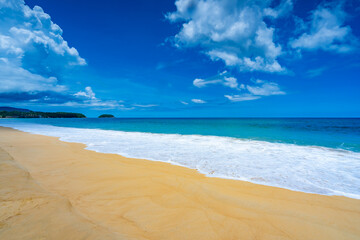 Empty tropical beach and seascape, Beautiful sandy beach and sea in sunny day,Blue sky in good...